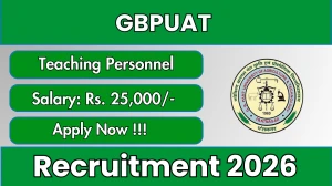 GBPUAT Teaching Personnel Recruitment 2026 – Walk in for 05 Posts GBPUAT Teaching Personnel Recruitment 2026 – Walk in for 05 Posts