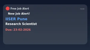 IISER Pune Research Scientist Recruitment 2026 - Walkin