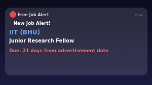 IIT (BHU) Junior Research Fellow Recruitment 2026 - Apply Online