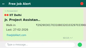 IIT Delhi Jr Project Assistant Recruitment 2026 - Walkin