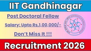 IIT Gandhinagar Post Doctoral Fellow Recruitment 2026 - Apply Offline