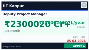 IIT Kanpur Deputy Project Manager Recruitment 2026 - Apply Online
