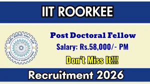IIT Roorkee Post Doctoral Fellow Recruitment 2026 – Walk in