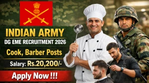 Indian Army DG EME Recruitment 2026 - Apply Offline for 02 Cook, Barber Posts