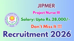 JIPMER Project Nurse III Recruitment 2026 - Apply Offline