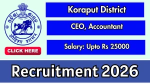 Koraput District Recruitment 2026 - Apply Offline for 12 Chief Executive Officer, Accountant Posts