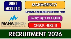 MAHAGENCO Recruitment 2026 - Apply Offline for 06 Surveyor, Civil Engineer and Other Posts