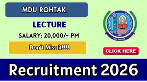 MDU Rohtak Lecture Recruitment 2026 – Apply Online