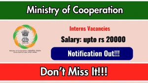 Ministry of Cooperation Interns Recruitment 2026 - Apply Online
