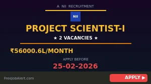 NII Recruitment 2026 - Apply Online for Project Scientist-I/II Posts
