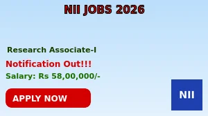 NII Research Associate-I Recruitment 2026 - Apply Online