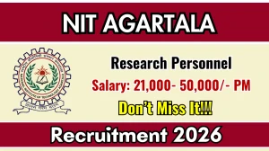 NIT Agartala Research Personnel Recruitment 2026 – Apply Online