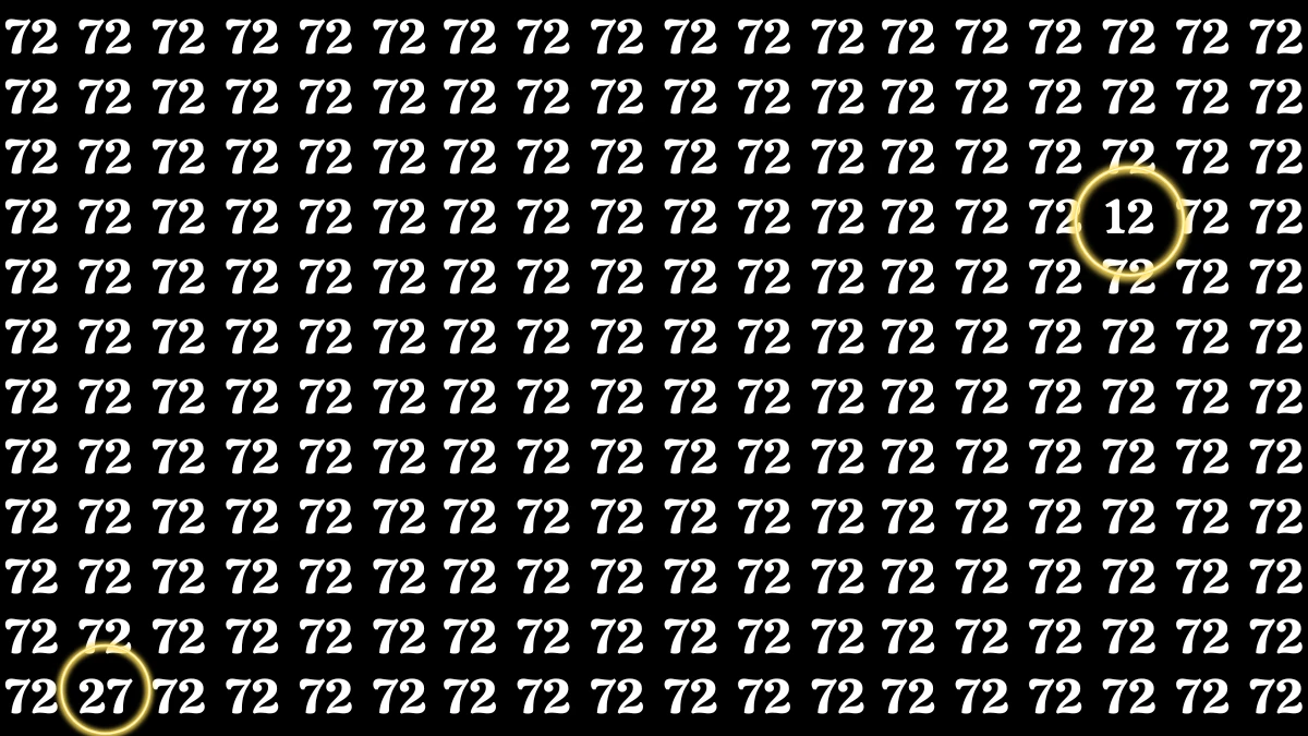 Optical Illusion Eye Challenge: Within 9 Seconds Spot the Number 12 and 27 among 72