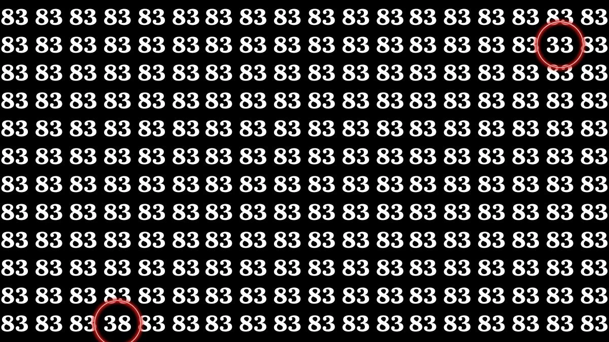 Optical Illusion Eye Challenge: Within 9 Seconds Spot the Number 33 and 38 among 83