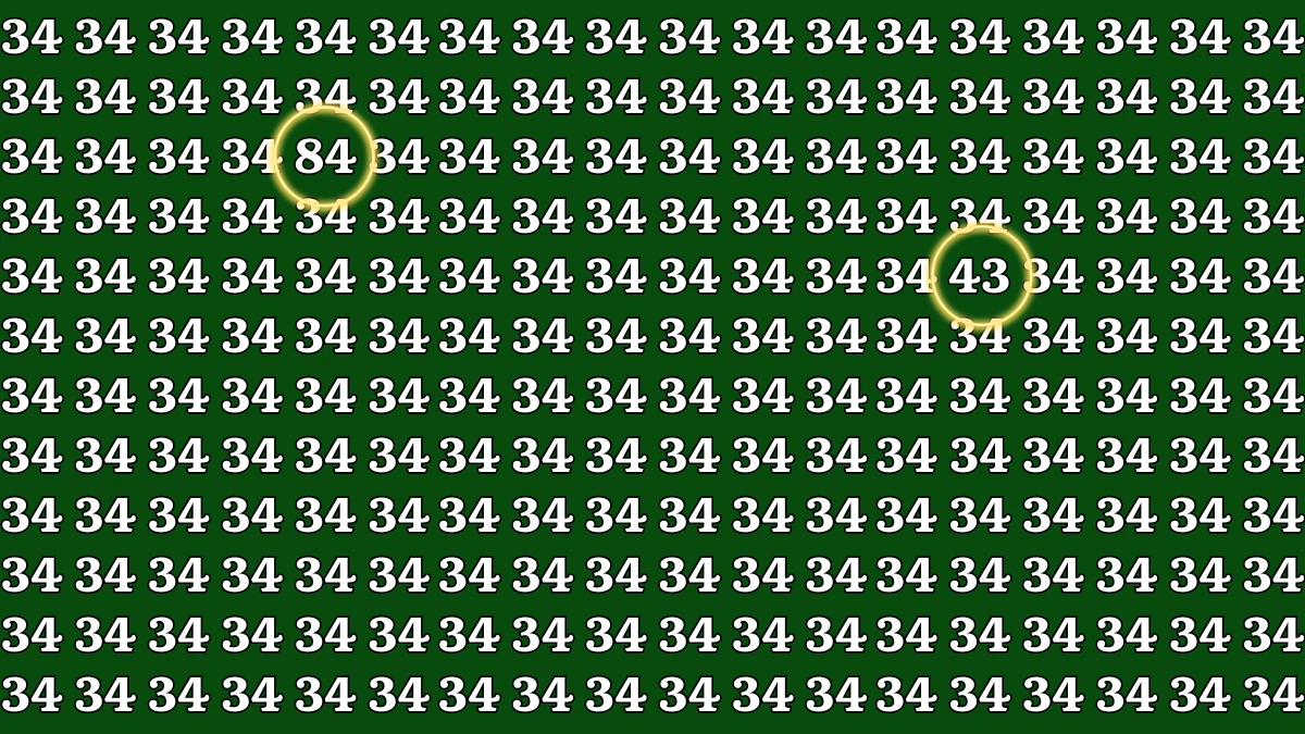 Optical Illusion Eye Challenge: Within 9 Seconds Spot the Number 43 and 84 among 34