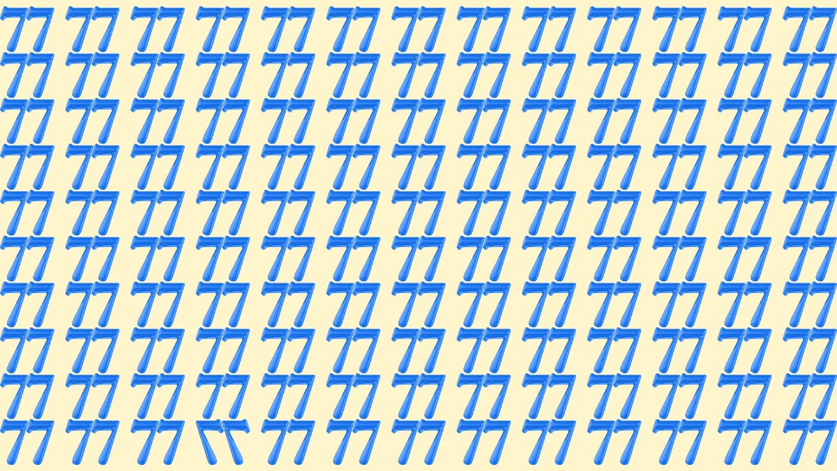 Optical Illusion IQ Test: Within 7 Seconds Spot The Inverted 77 among 77