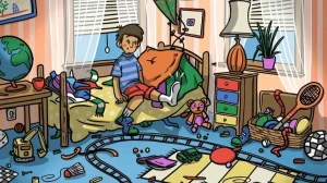 Optical Illusion Puzzle: Help the Boy Find His Missing Shoe in a Messy Room