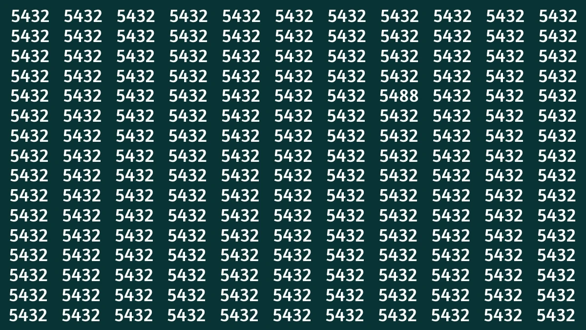 Optical Illusion Puzzle IQ Test: Within 9 Seconds Spot the Number 5488 among 5432