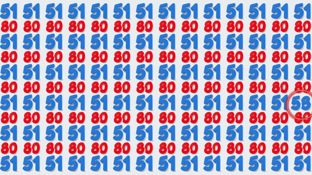 Optical Illusion: Within 8 Seconds Spot the Number 58 among 51 and 80