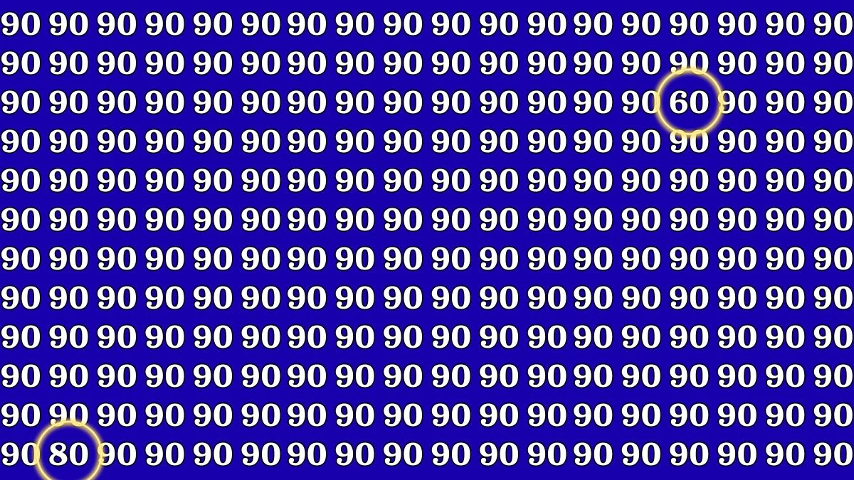 Optical Illusion: Within 8 Seconds Spot the Number 80 and 60 among 90