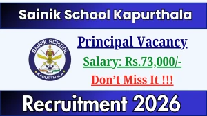 Sainik School Kapurthala Principal Recruitment 2026 - Apply Offline