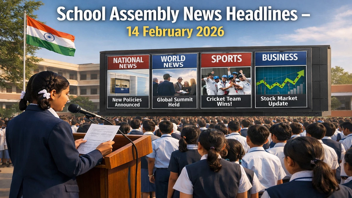 School Assembly News Headlines Today (14th February 2026) - Top National, World, Sports, Business News Updates