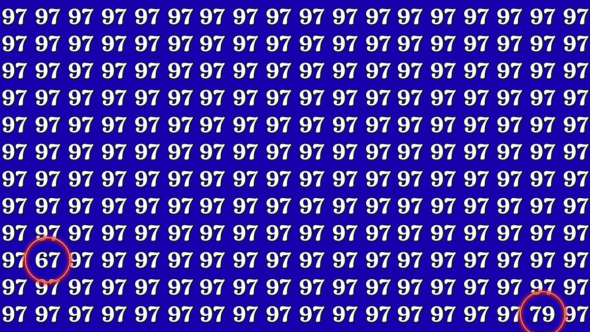 Optical Illusion Eye Challenge: Within 7 Seconds Spot the Number 67 and 79 among 97