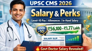 UPSC CMS Salary 2026: In-Hand Pay, Basic Salary ₹56,100, Allowances, NPA & Post-Wise Structure