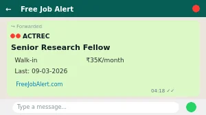 ACTREC Senior Research Fellow Recruitment 2026 - Walkin