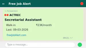 ACTREC Secretarial Assistant Recruitment 2026 - Walkin ACTREC Secretarial Assistant Recruitment 2026 - Walkin