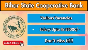 Bihar State Cooperative Bank Recruitment 2026 - Apply Offline for Law/Accounts, Crop Husbandry Expert and More Posts Bihar State Cooperative Bank Recruitment 2026 - Apply Offline for Law/Accounts, Crop Husbandry Expert and More Posts