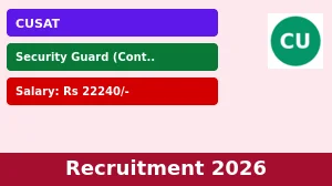 CUSAT Security Guard Recruitment 2026 - Apply Online for 22 Posts