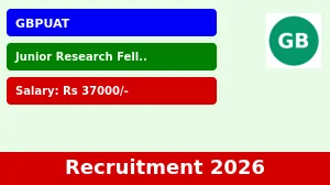 GBPUAT Junior Research Fellow (JRF) Recruitment 2026 - Apply Offline