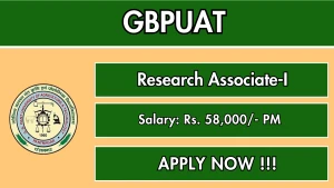 GBPUAT Research Associate-I Recruitment 2026 - Apply Offline