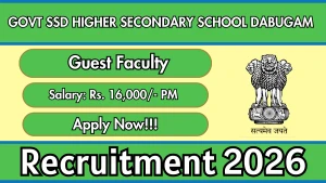 Govt SSD Higher Secondary School Dabugam Recruitment 2026 - Walkin for Guest Faculty Posts