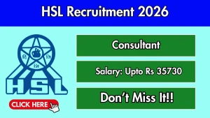 HSL Consultant Recruitment 2026 - Walkin