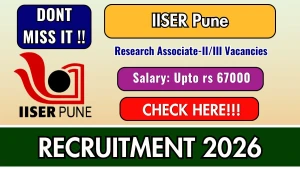 IISER Pune Research Associate Recruitment 2026 - Apply Online