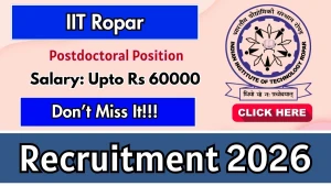 IIT Ropar Postdoctoral Recruitment 2026 - Apply Online