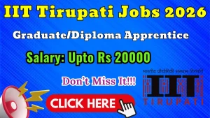IIT Tirupati Recruitment 2026 - Walkin for 40 Graduate/Diploma Apprentice Posts