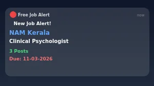 NAM Kerala Recruitment 2026 - Walkin for Various Posts