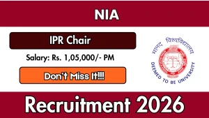 NIA IPR Chair Recruitment 2026 - Apply Online