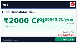 NLC Hindi Translator Recruitment 2026 - Apply Online