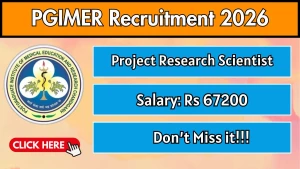 PGIMER Project Research Scientist Recruitment 2026 - Apply Offline