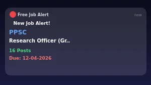 PPSC Recruitment 2026 - Apply Online for 16 Research Officer Posts