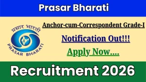 Prasar Bharati Anchor-cum-Correspondent Grade-I Recruitment 2026 - Apply Online
