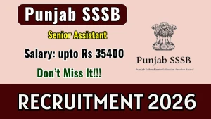 Punjab SSSB Senior Assistant Recruitment 2026 - Apply Online