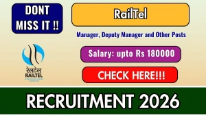 RailTel Recruitment 2026 - Apply Offline for Manager, Deputy Manager and Other Posts