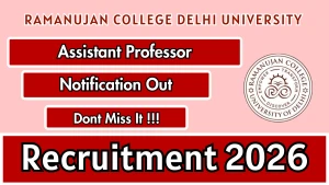 Ramanujan College Delhi University Assistant Professor Recruitment 2026 - Walkin