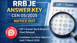 RRB JE Answer Key CEN 05/2025 OUT - Download PDF, Response Sheet & Objection Link RRB JE Answer Key CEN 05/2025 OUT - Download PDF, Response Sheet & Objection Link