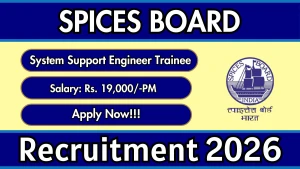 Spices Board System Support Engineer Trainee Recruitment 2026 - Apply Online